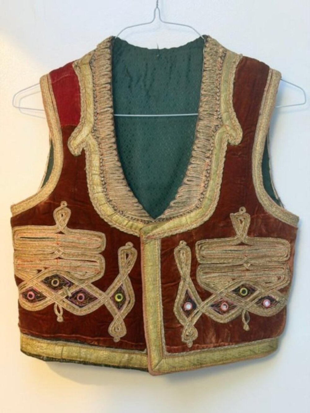 Vintage Troubadour 1960s Purple Velvet Metallic Embroidered Turkish Hendrix Vest